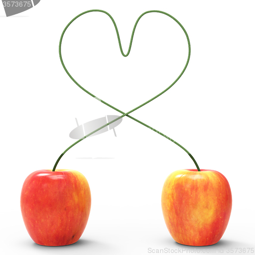 Image of Apple Heart Indicates Valentines Day And Love