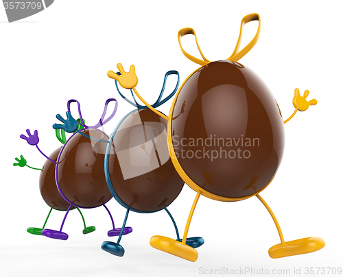 Image of Easter Eggs Shows Gift Bow And Chocolate