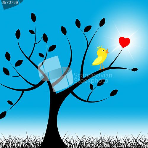 Image of Tree Birds Means Valentine Day And Environment