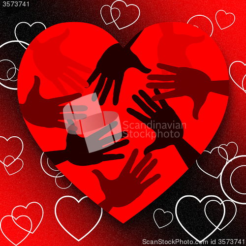 Image of Hands Red Shows Valentines Day And Affection