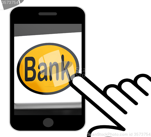 Image of Bank Button Displays Online Or Internet Banking