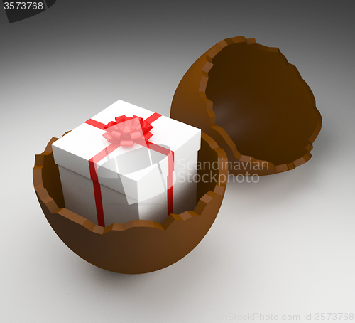 Image of Easter Egg Represents Gift Box And Choc