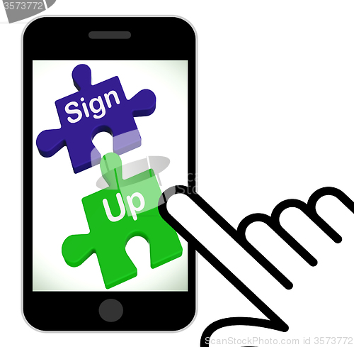 Image of Sign Up Puzzle Displays Joining Or Membership