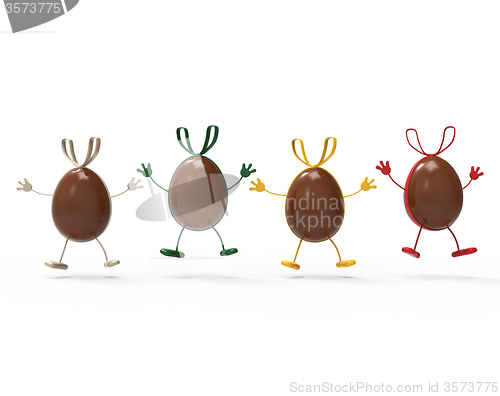 Image of Easter Eggs Represents Gift Ribbon And Bow