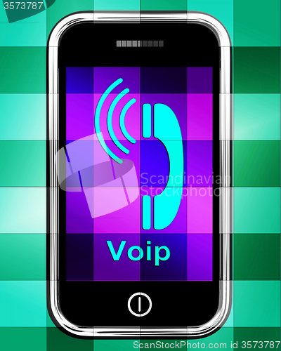 Image of Voip On Phone Displays Voice Over Internet Protocol Or Ip Teleph