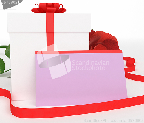 Image of Gift Card Shows Package Romantic And Box