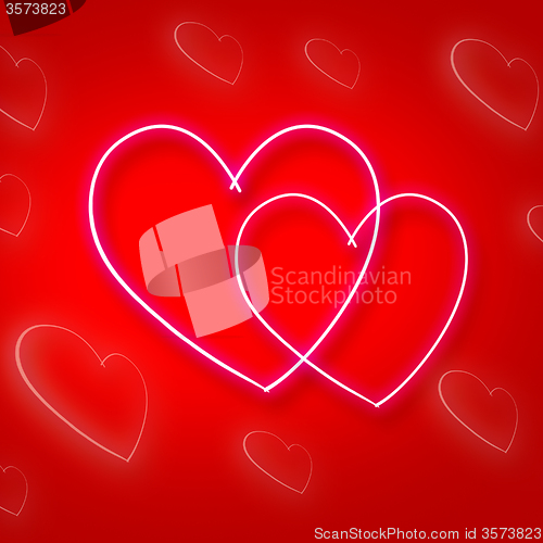 Image of Intertwinted Hearts Shows Valentine\'s Day And Background