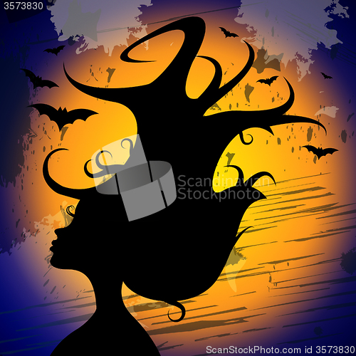 Image of Woman Halloween Shows Trick Or Treat And Adult