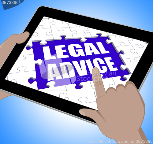 Image of Legal Advice Tablet Shows Online Lawyer Help