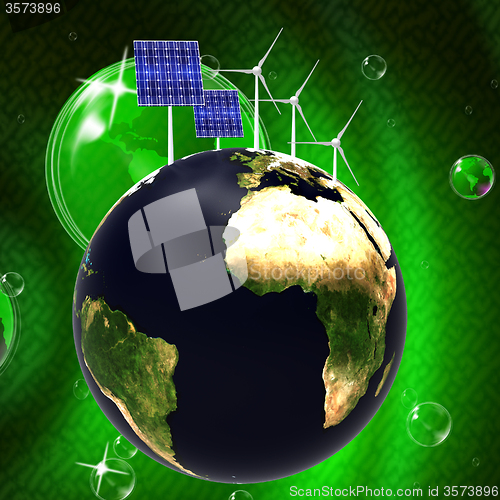 Image of Solar Panel Shows Energy Source And Earth