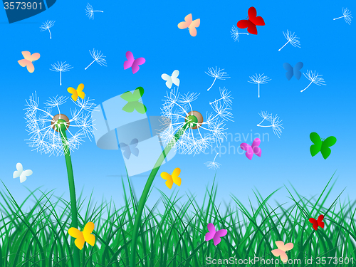Image of Butterflies Sky Means Dandelion Hair And Butterfly