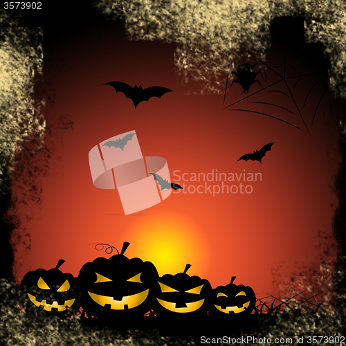 Image of Bats Pumpkin Shows Trick Or Treat And Celebration