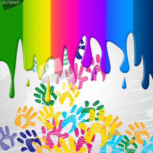 Image of Color Handprints Represents Childhood Multicoloured And Colors