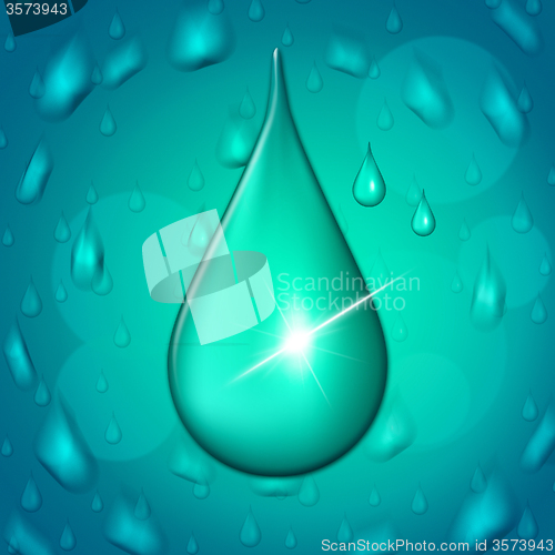 Image of Rain Drop Represents Showers Drip And Wet