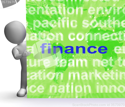 Image of Finance Word Cloud Sign Shows Money Investment