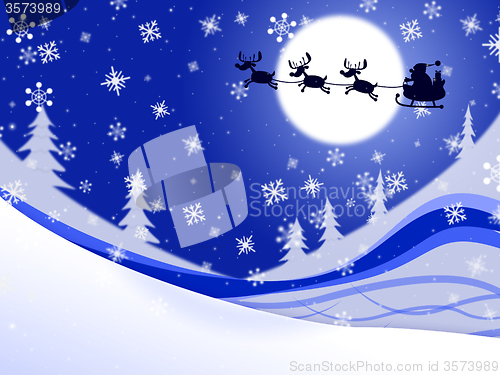 Image of Moon Xmas Indicates Father Christmas And Celebrate