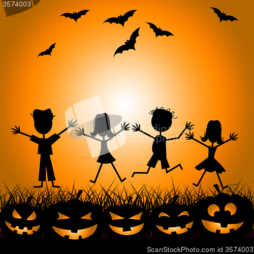 Image of Halloween Kids Indicates Trick Or Treat And Children