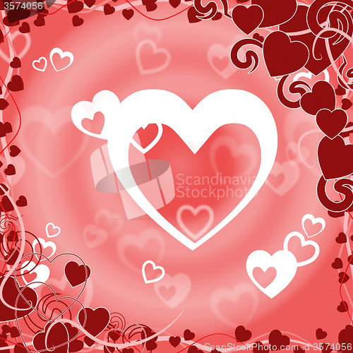 Image of Background Heart Shows Valentines Day And Abstract