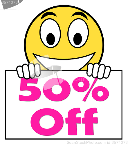 Image of Fifty Percent Sign Shows Sale Discount Or 50 Off