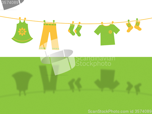 Image of Clothes Line Means Clothespeg Hang And Apparel