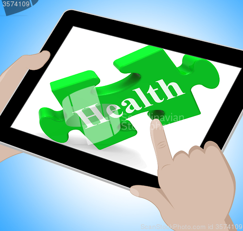 Image of Health Tablet Shows Wellness And Fitness On Web