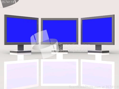 Image of Copyspace Monitors Represents Flat Screen And Connection