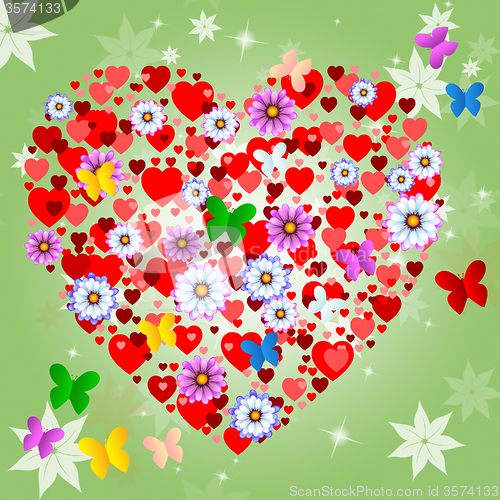 Image of Hearts Floral Shows Valentine Day And Blooming