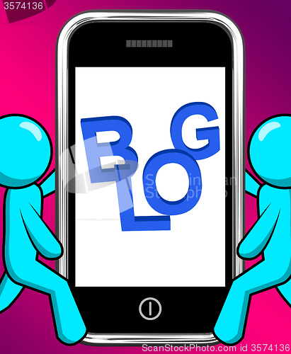 Image of Blog On Phone Displays Blogging Or Weblog Websites