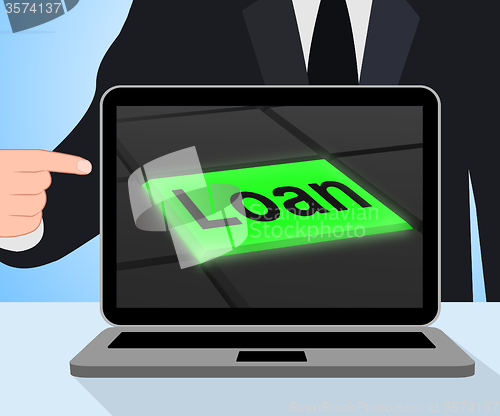 Image of Loan Button Displays Lending Or Providing Advance