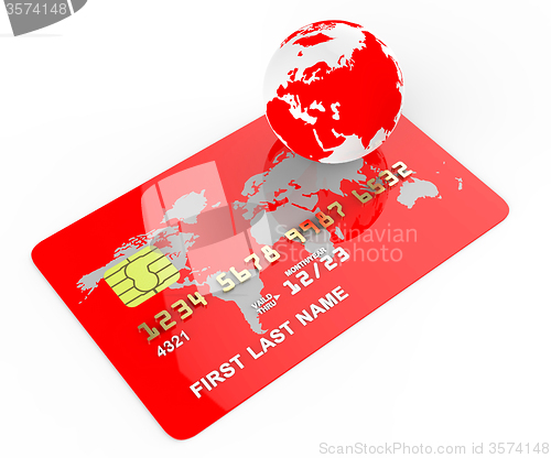 Image of Credit Card Means Commerce Planet And Banking