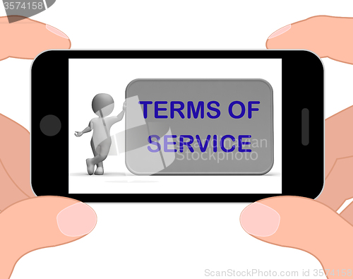 Image of Terms Of Service Phone Shows Agreement And Contract For Use