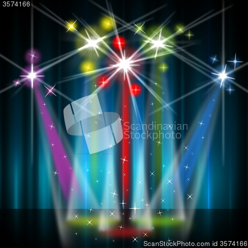 Image of Stage Red Shows Lightsbeams Of Light And Colorful