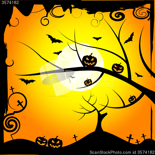 Image of Sun Tree Means Trick Or Treat And Branch