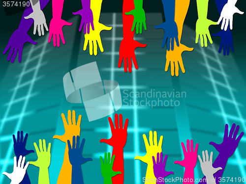 Image of Reaching Out Means Hands Together And Arm