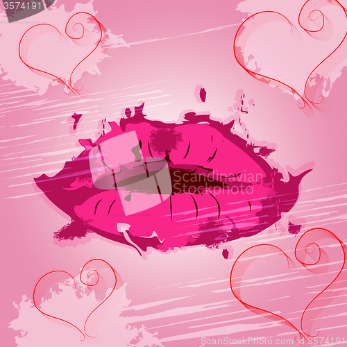 Image of Lips Heart Indicates Valentines Day And Affection