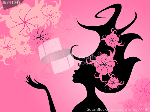 Image of Hairdo Floral Represents Young Woman And Girl