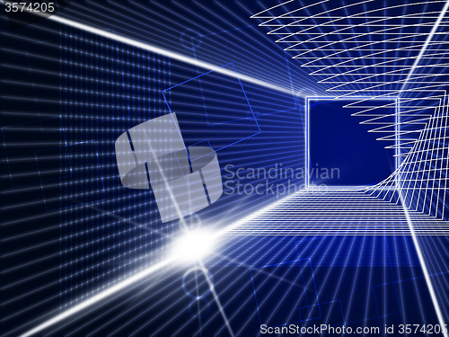 Image of Tech Glow Indicates Light Burst And Data