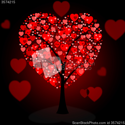 Image of Hearts Tree Means Valentine\'s Day And Forest