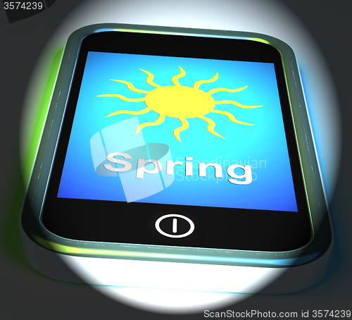 Image of Spring On Phone Displays Springtime Season