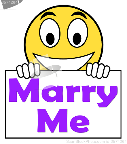 Image of Marry Me On Sign Means Wedding Proposal