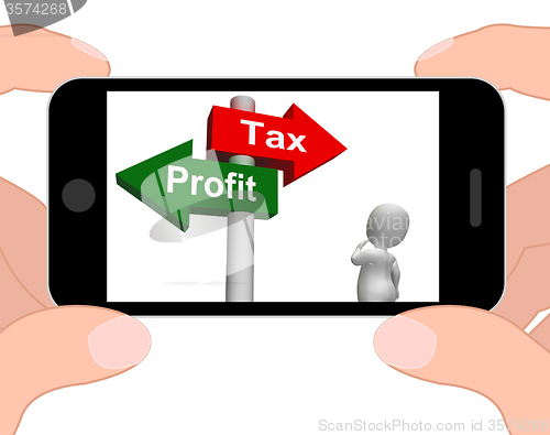 Image of Tax Or Profit Signpost Displays Account Taxation or Profits