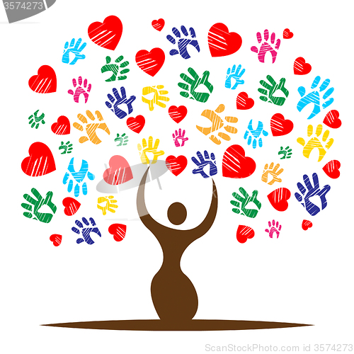 Image of Heart Colourful Means Valentine Day And Childhood