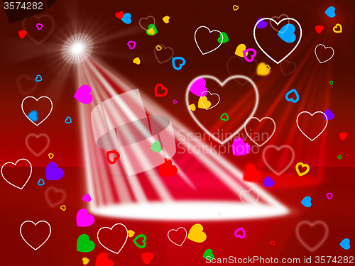Image of Heart Spotlight Shows Valentines Day And Affection