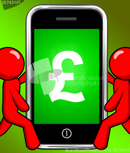 Image of Pound Sign On Phone Displays British Money Gbp