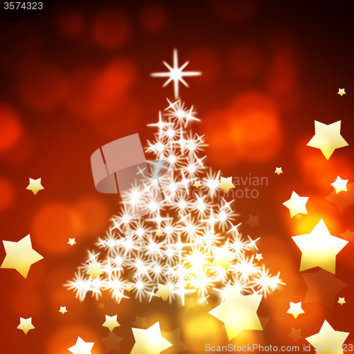 Image of Xmas Tree Shows Merry Christmas And Celebrate