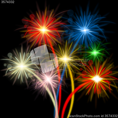 Image of Color Fireworks Indicates Explosion Background And Celebration