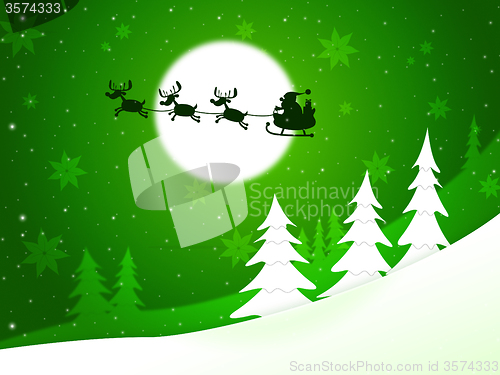 Image of Xmas Tree Represents Santa Claus And Congratulation