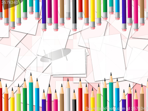 Image of Pencils Education Shows Colourful Learn And Colour