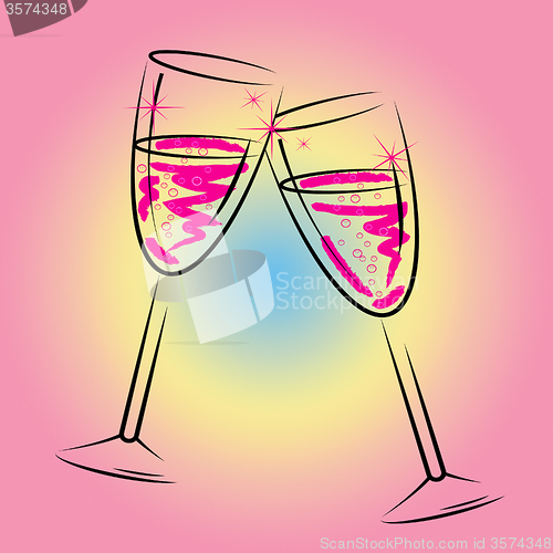 Image of Champagne Glasses Shows Sparkling Wine And Beverage