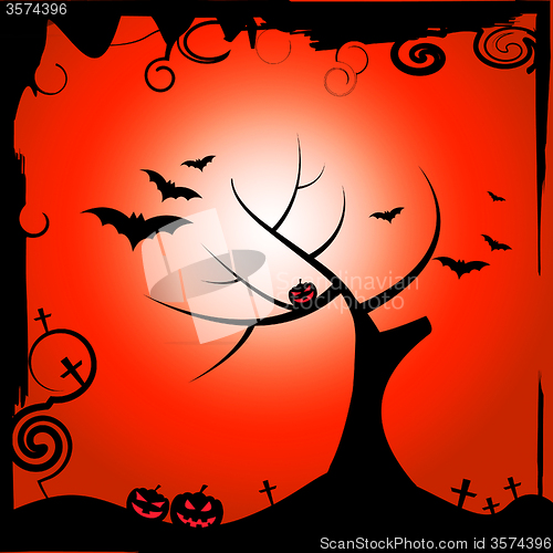 Image of Bats Halloween Means Trick Or Treat And Autumn